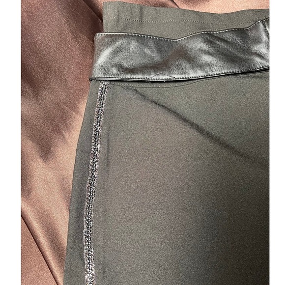 MANIERE DE VOIR NWT Black Rhinestone Flare Leg Pants Belted High Waisted Size 12 - Picture 5 of 7
